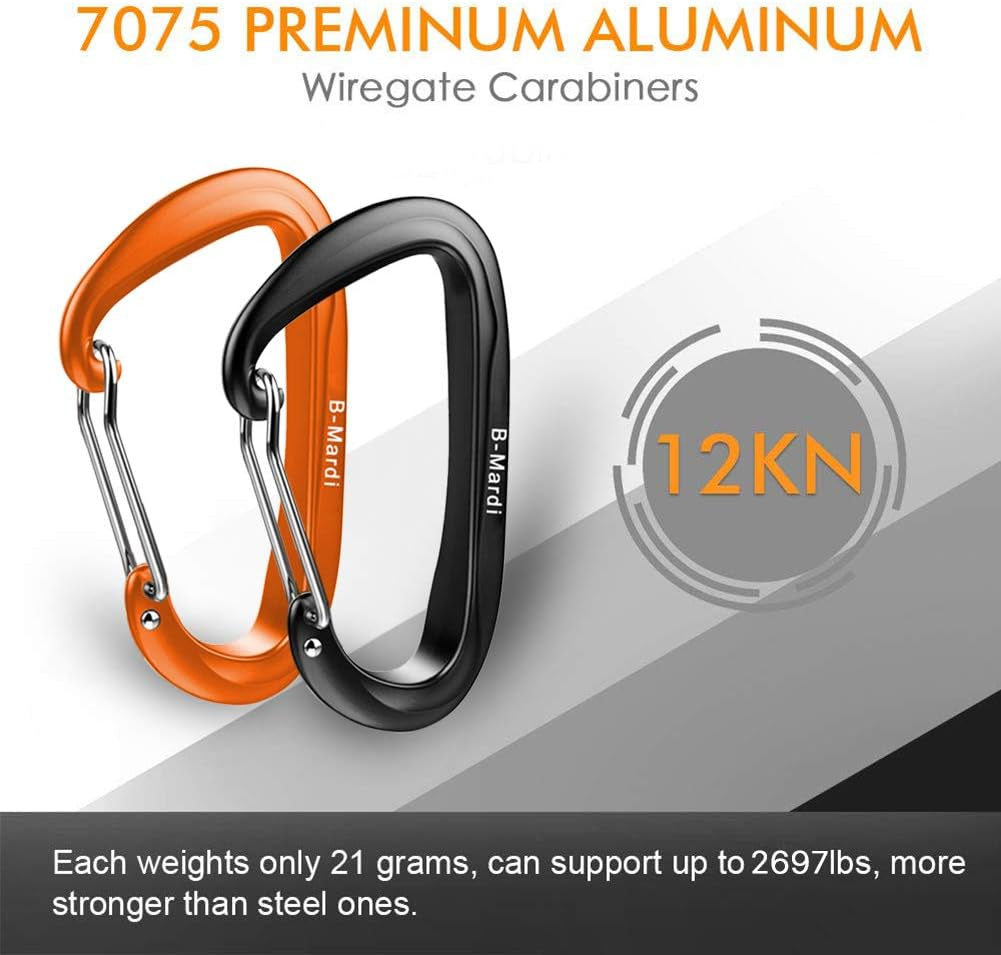 Carabiner Clips Heavy Duty 12Kn (2697 Lbs)-Lightweight Locking Carabiners for Camping, Hiking, Hammock, Dog Leash Harness, Outdoor and Gym Etc, Keychains& Utility