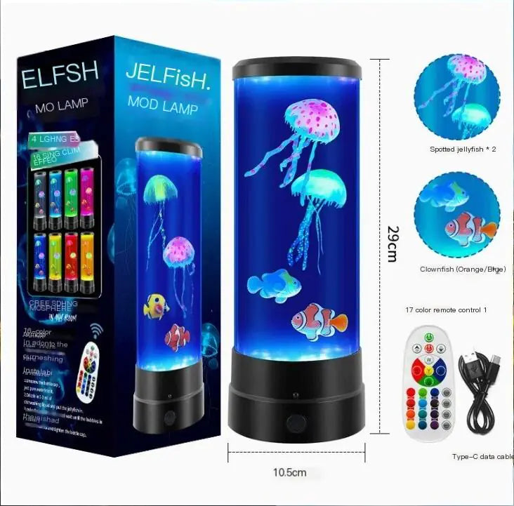 Color Changing LED Jellyfish Aquarium Night Light with USB Charging